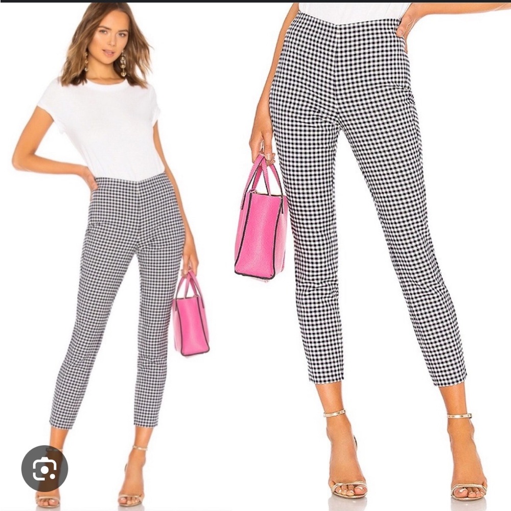 rag & bone Black and White Gingham High-waisted Ankle Pants